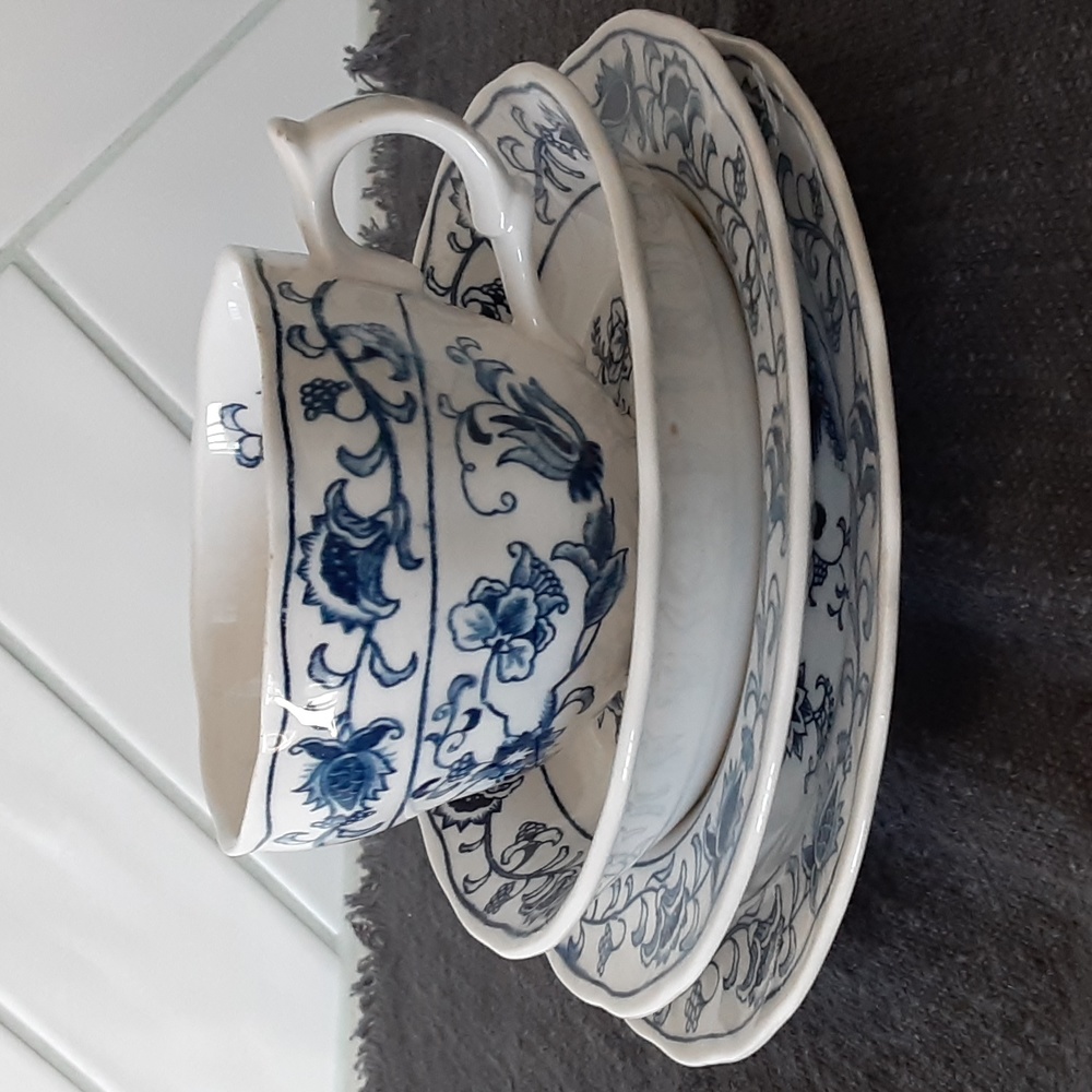 Nikko Japan MING TREE Ironstone Double Phoenix Bread Plate Berry Bowl Cup Saucer